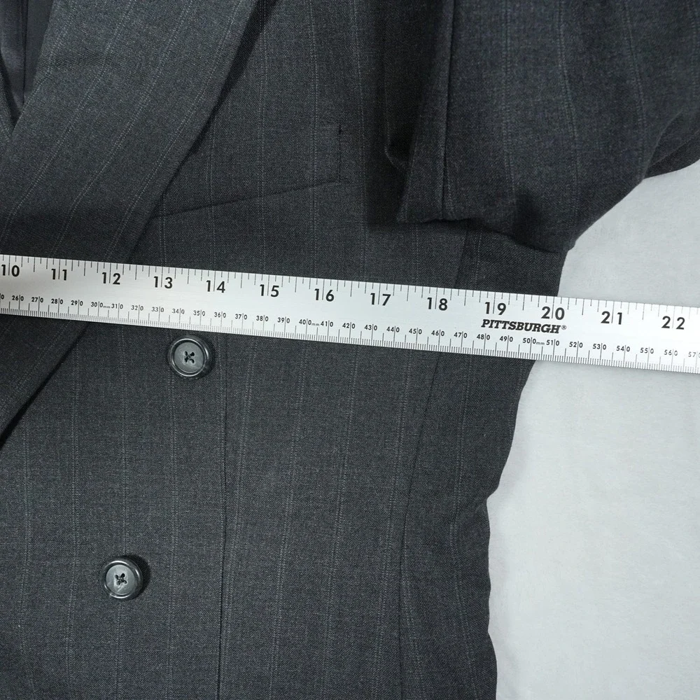 Vtg Burberrys Mens Charcoal Pinstripe Double Breasted Wool Suit Saks 5th 33x30